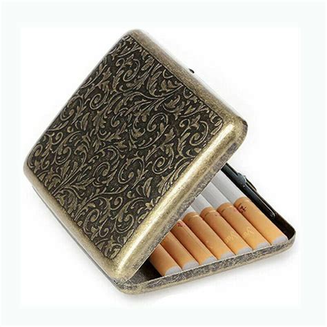 antique large embossed metal cigarette box|metal cigarette box antique.